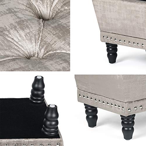 Homebeez Storage Ottoman Bench Velvet Tufted Foot Rest Stool with