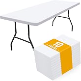Smiry 10 Pack Rectangle Picnic Table Cloth, Waterproof Elastic Fitted Tablecloths, Washable Polyester Rectangular Patio Table Cover for Camping, Indoor and Outdoor (White, 30"x72")