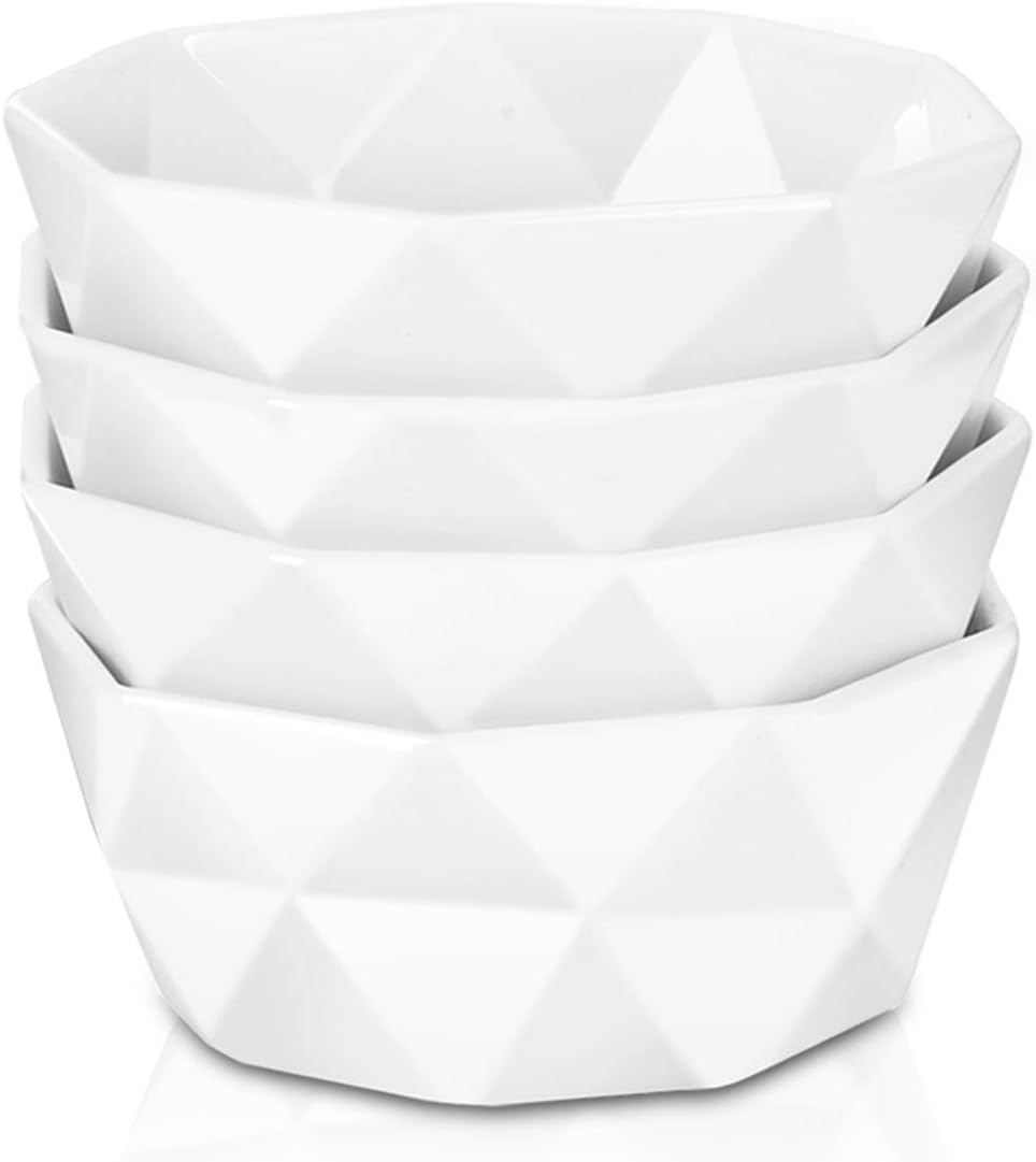 DELLING Geometric Serving Soup/Cereal Bowls, 4 Pack - 150 mm(5.8'') - 15 x 15 x 7.1 cm