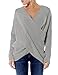 eshion Women Criss Cross Wrap Long Sleeve Classic Pullover Dolman Top