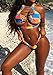 tengweng Women's African Print Two Piece Lace Up Bikini Set High Cut Thong Swimsuit S BQB03