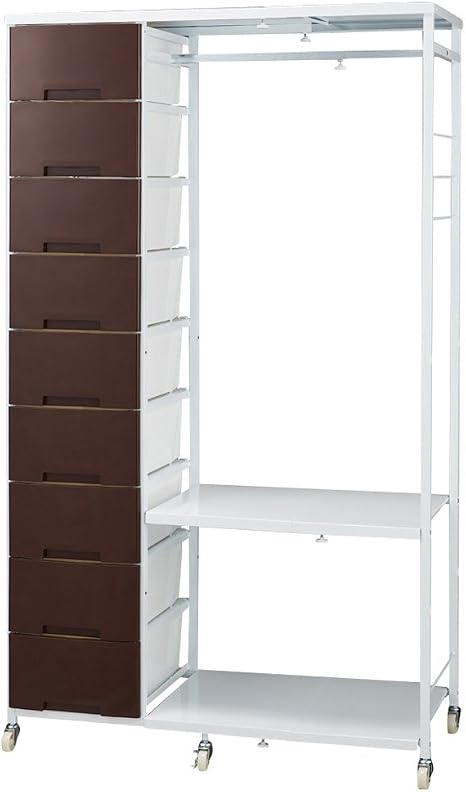 Amazon 家具 収納 衣類収納 ハンガーラック 大量収納タワーチェスト 1列 ハンガー 幅86 105cm 9段 高さ181cm サイズはありません ア ブラウン チェスト タンス オンライン通販
