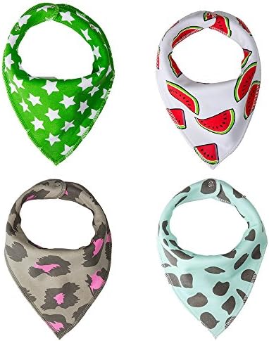 Bady Bandana BIbs-4 Pack Gift Set for Teething and Drooling, 100% Natural Cotton,Soft and Absorbent, Hypoallergenic-for Girls and Boys
