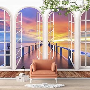 Wall Murals for Bedroom Vies from French Window Design Removable Wallpaper Peel and Stick Wall Stickers - 66x96 inches