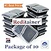 Reditainer® - 2 Compartment Microwave Safe Food Container with Lid/Divided Plate/Lunch Tray with Cover, 10 Pack