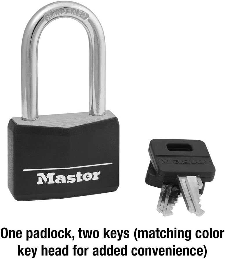 Master Lock Padlock, Covered Aluminum Lock, 1-9/16 in. Wide, Black, 141DLF - - 