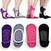 ELUTONG Pilates Yoga Non Slip Grips Socks 4 Pairs Sticky Ballet Workout Hospital Socks for Women