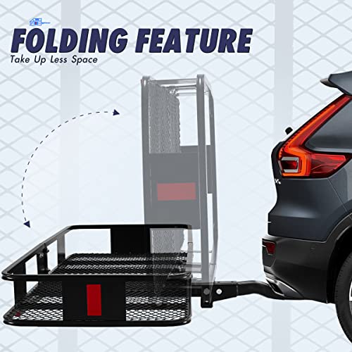 KING BIRD Folding Hitch Mount Cargo Carrier 60x24x6 inch with Ratchet