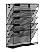 EasyPAG Mesh Wall File Holder 5 Tier Vertical Mount / Hanging Organizer with Bottom Flat Tray ,Black