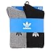 adidas Originals boys Kids-boy's/Girl's Trefoil Cushioned (6-pair) Crew Socks, Heather Grey/Black/White, Medium US