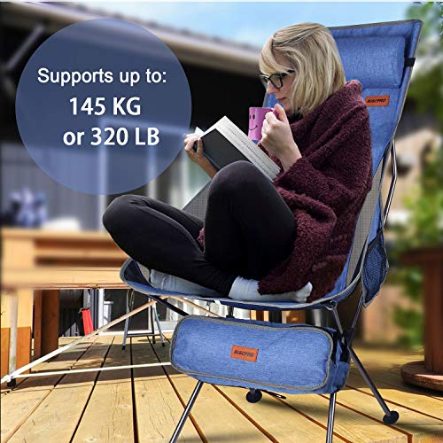 RISEPRO Denim Outdoor Camping Stuhl Tragbare leichte Klappstühle mit Kopfstütze und doppelseitiger Tasche mit hoher Rückenlehne für Rucksacktouren im Freien, Wandern, Reisen, Picknickfischen – Bild 6
