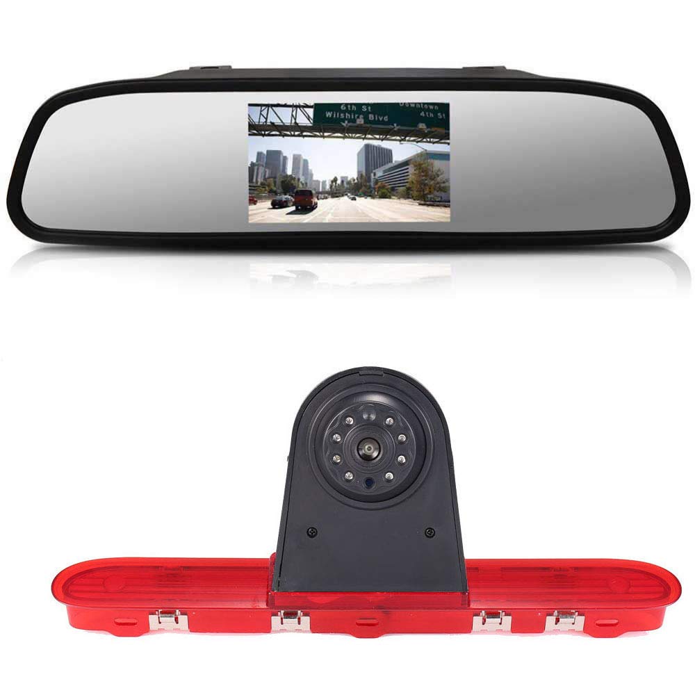 〔Rear View Camera Kit〕 4.3 inch Rearview Mirror Monitor + Car HD waterproof 3rd Brake Light Reverse Camera for Citroen Dispatch/Toyota Proace/Peugeot Expert Traveller van 3 transporter 2016