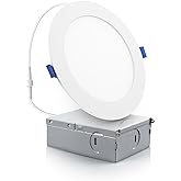 ECOELER 6 Inch LED Recessed Lighting with Junction Box, 12W 1100Lm 3000K Warm White, Dimmable LED Ceiling Light, High Brightness Canless Lights, ETL &amp; FCC Listed