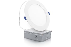 ECOELER 6 Inch Slim Recessed Lighting with Junction Box, Dimmable Recessed Can Lights, 5000K Daylight, 12W 1100Lm Dimmable LED Downlight, ETL & FCC Listed