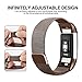 For Fitbit Charge 2 Bands, Charge 2 Milanese Loop Stainless Steel Metal Bracelet with Unique Magnet Clasp Replacement Bands for Fitbit Charge 2 Coffee Small