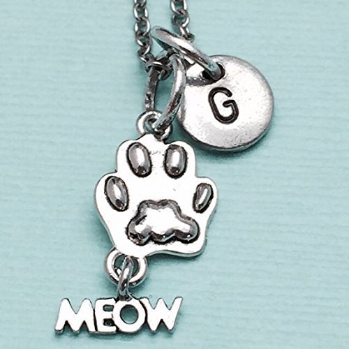 Cat paw necklace, cat paw charm, paw print necklace