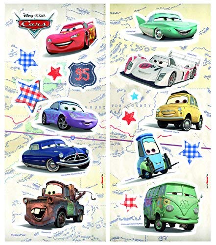 Komar 14800 Decorative Sticker Cars 14 x 33 cm 2 Sheets 18 Pieces Removable and Resealable 33 x 14 cm Multi-Coloured