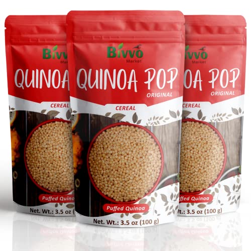 Bivvo Market Quinoa Puffs 3Pack Original Flavor Vegan Puffed Quinoa