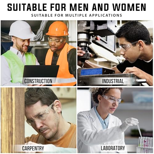 BISON LIFE Clear Safety Glasses – ANSI Z87.1 Certified Scratch & Impact Resistant Eye Protection Goggles for Men & Women
