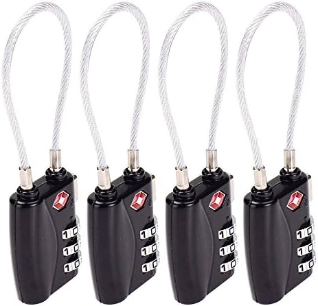 Virocana 3 Dial Combination TSA Lock Set-Your-own Combination Lock, Padlock Luggage Lock Travel Smart Cable Lock for Suitcase Luggage,Travel bags,GYM and Home Use(4pcs/Set)
