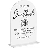 Acrylic Wedding Sign Photo Guestbook Sign for Wedding Wedding Signs for Ceremony Modern Calligraphy Arch Acrylic Table Top Sign for Wedding Reception and Event Party Table(white）