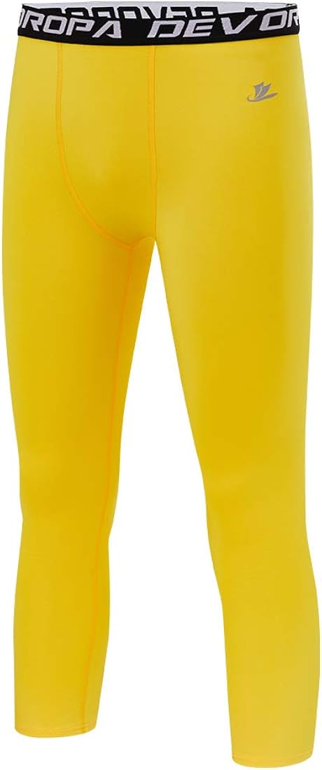 DEVOROPA Boys Leggings Quick Dry Youth Compression Pants Sports Tights Basketball Base Layer: Clothing