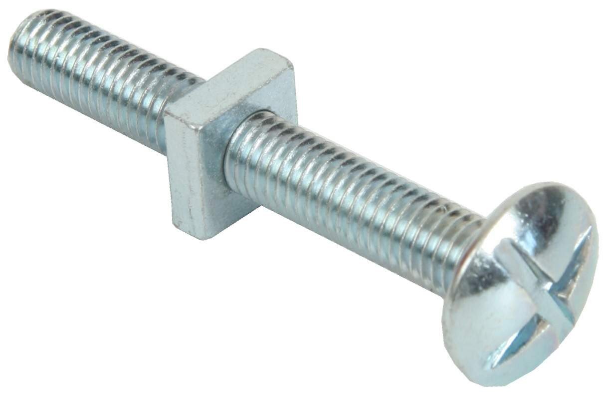 Merriway BH02155 (18 Pcs) Cross Slotted Truss Head Roofing Bolts with Nuts, BZP M6 x 12mm - Pack of 18 Pieces — image 1