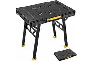 ZYLOQUEX Foldable Work Bench,Easy Step Protable Work Table,34" W x 25" D x 31" H Lightweight Workbench wih 1650 LBS,Work Benches for Garage,Work Bench Suitable for Garage,Workshop and Home (Yellow)