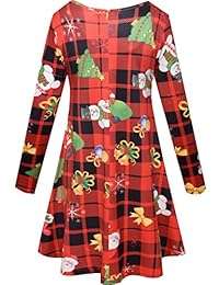 Aphratti - Vestido de manga larga para mujer, diseño de Papá Noel