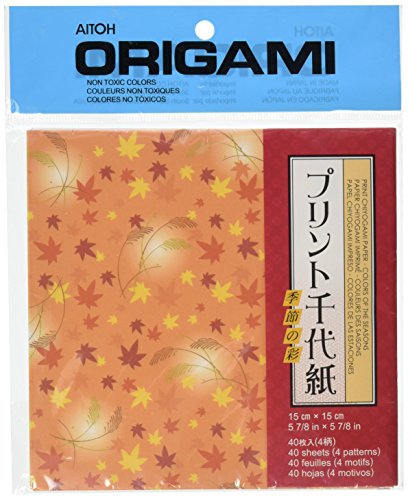 Aitoh Leaves Chiyogami Origami Paper, 40-Pack