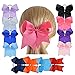 6 Inch Big Cheer Bows Grosgrain Ribbon Ponytail Holder With Elastic Hair Tie For Girls (Pack Of 12)
