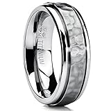 Hammered Men's Titanium Wedding Band Engagement Ring 7mm Comfort Fit