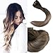 Full Shine Clip in Hair Extensions Real Human Hair Darkest Brown to Chestnut Brown Mix Ash Blonde Clip in Real Human Hair Extensions Straight Double Weft Clip in Extensions 7 Pcs 16 Inch