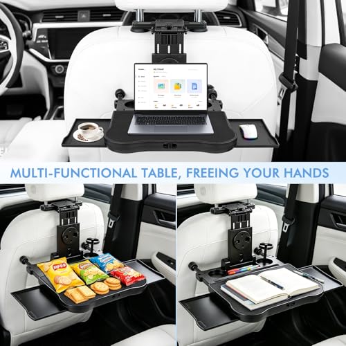 Car Table, Multifunctional Folding Rear Table for Cars, with Cup Holder and Tray, Removable, for Children, Travel, Work (Load Capacity 20 kg)