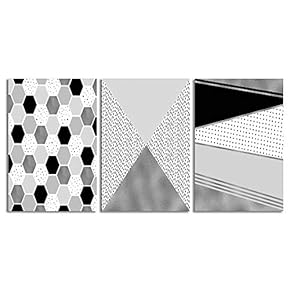 3 Piece Canvas Wall Art-Abstract Geometric-Canvas Prints Home Artwork Decoration for Living Room,Bedroom - 16"x24" x 3 Panels