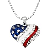 DianaL Boutique Patriotic Red White Blue American USA Flag Heart Pendant Necklace 4th of July Independence Day Gift…