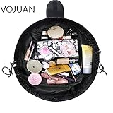 VOJUAN Fashion Cosmetic Bag Large Capacity Lazy Makeup Toiletry Bag Multifunction Storage Portable Quick Pack Waterproof Travel Bag (Black)