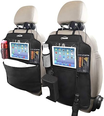 Oasser シートバックポケット 車用収納ポケット キックガード 後部座席収納 防水防汚 多機能 大容量 10 Ipad収納 2枚セット ティッシュボックス1個贈り E2