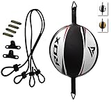 RDX Leather Boxing Speed Ball MMA Double End Dodge Bag Floor to Ceiling Rope Training Punching Workout