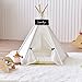 Zaihe Pet Teepee Dog & Cat Bed - Dog Tents & Pet Houses with Cushion & Blackboard, 24 Inch, Up to 15lbs, White, Lace Style