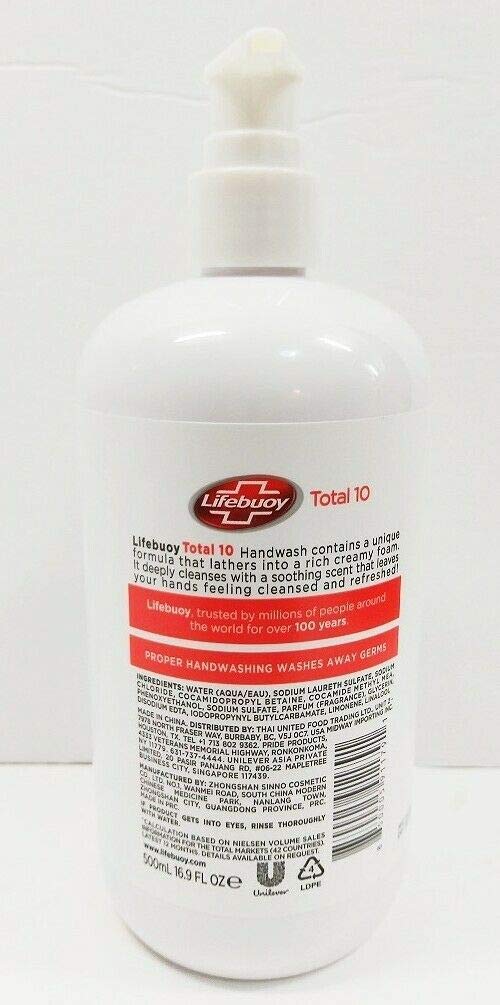 Lifebuoy Handwash Total 10, washes away germs, 16.9 fl oz, 500 ml : Beauty