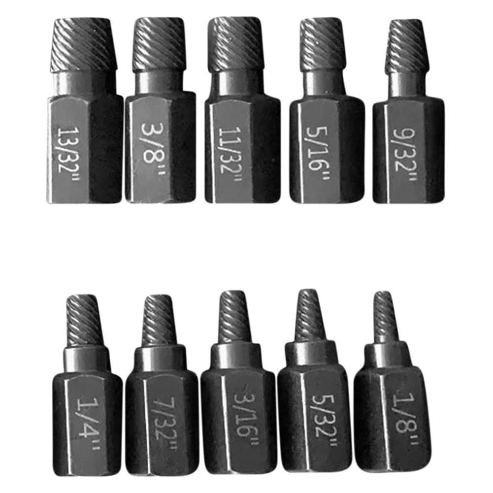 Tooteeru Upgrade Screw Extractor Set, 10Pcs 3.2-10.3mm Heavy Duty Hex Screw Extractor Set for Rust Damaged Bolts