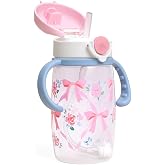Itzy Ritzy Sippy Cup for Toddlers with Silicone Straw 13oz, Ribbons &amp; Roses | Weighted Silicone Straw, Easy-Grip Handles &amp; Snap-Close Lid, Leak-Resistant Cup for On the Go &amp; Bottle-to-Cup Transition