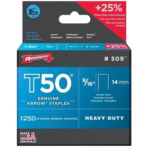 Arrow T50 9/16" Staples, 1250 Count