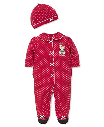 Little me girls  holiday cotton footie, bear gift, 3 mo…