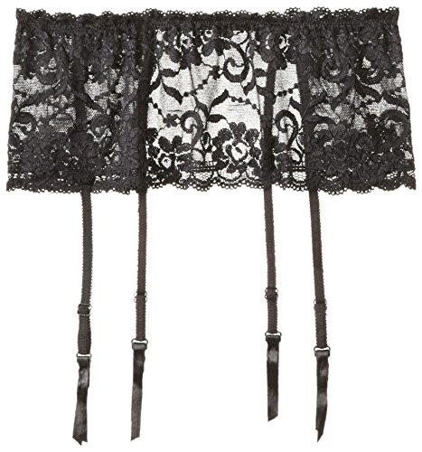 iCollection Women's Lace Garter Belt, Black, One Size