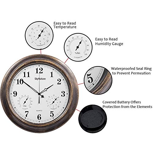 SkyNature Outdoor Clocks, 18 Inch Large Indoor Outdoor Wall Clock