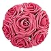 Ling's moment Artificial Flowers 50pcs Real Looking Fuchsia Fake Roses w/Stem for DIY Wedding Bouquets Centerpieces Bridal Shower Party Home Decorations