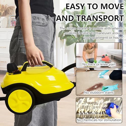 Steam Cleaner 2000 W, Multi-Purpose Steam Cleaner for Home, 2L Water Capacity, Steam Pressure: 5 Bar, Steam Cleaner Handheld Device with Floor Cleaning Kit, Nozzles for Carpets, Floors, Tiles, Windows