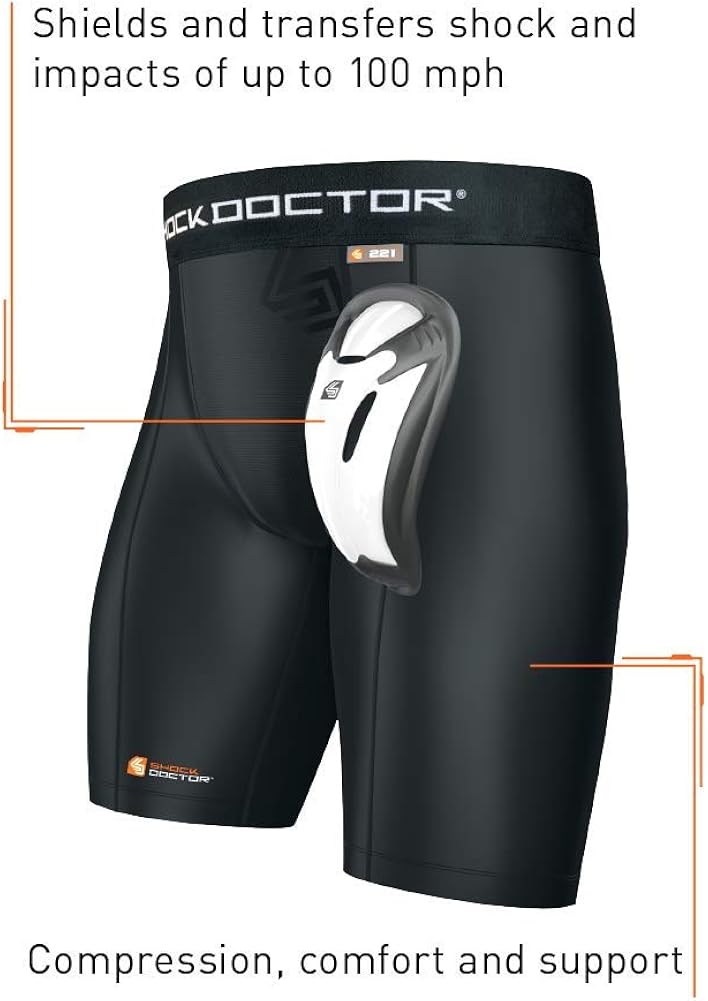 Shock Doctor Compression Shorts with Bio-Flex Supporter Cup Included. Boys, Youth & Adult Men : Sports & Outdoors